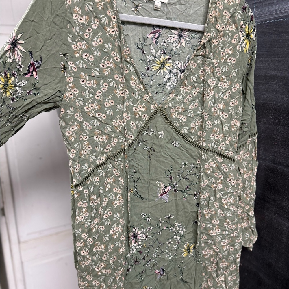 love, Fire Olive Floral Mini Dress